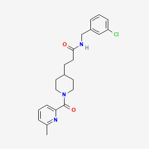 molecular formula C22H26ClN3O2 B6125057 N-(3-chlorobenzyl)-3-{1-[(6-methyl-2-pyridinyl)carbonyl]-4-piperidinyl}propanamide 
