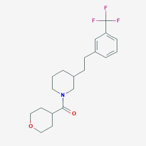 molecular formula C20H26F3NO2 B6125069 1-(tetrahydro-2H-pyran-4-ylcarbonyl)-3-{2-[3-(trifluoromethyl)phenyl]ethyl}piperidine 