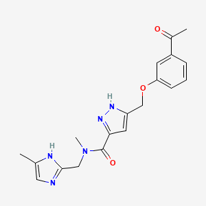 molecular formula C19H21N5O3 B6125083 5-[(3-acetylphenoxy)methyl]-N-methyl-N-[(4-methyl-1H-imidazol-2-yl)methyl]-1H-pyrazole-3-carboxamide 
