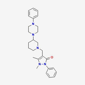 molecular formula C27H35N5O B6125121 1,5-dimethyl-2-phenyl-4-{[3-(4-phenyl-1-piperazinyl)-1-piperidinyl]methyl}-1,2-dihydro-3H-pyrazol-3-one 