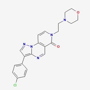 molecular formula C21H20ClN5O2 B6125133 3-(4-chlorophenyl)-7-[2-(4-morpholinyl)ethyl]pyrazolo[1,5-a]pyrido[3,4-e]pyrimidin-6(7H)-one 