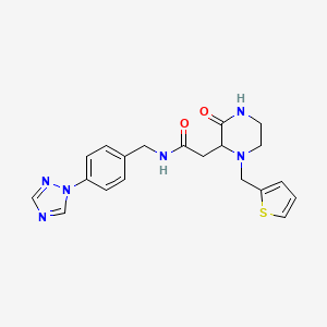 molecular formula C20H22N6O2S B6125146 2-[3-oxo-1-(2-thienylmethyl)-2-piperazinyl]-N-[4-(1H-1,2,4-triazol-1-yl)benzyl]acetamide 