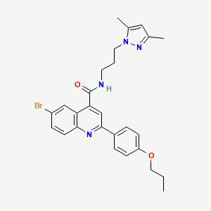 molecular formula C27H29BrN4O2 B6125189 6-bromo-N-[3-(3,5-dimethyl-1H-pyrazol-1-yl)propyl]-2-(4-propoxyphenyl)-4-quinolinecarboxamide 