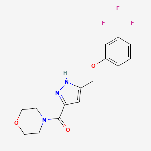 molecular formula C16H16F3N3O3 B6125249 4-[(5-{[3-(trifluoromethyl)phenoxy]methyl}-1H-pyrazol-3-yl)carbonyl]morpholine 
