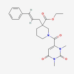 molecular formula C24H29N3O5 B6125254 ethyl 1-[(1,3-dimethyl-2,6-dioxo-1,2,3,6-tetrahydro-4-pyrimidinyl)carbonyl]-3-[(2E)-3-phenyl-2-propen-1-yl]-3-piperidinecarboxylate 