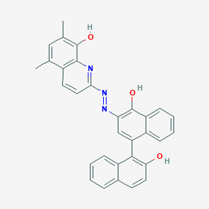 2'-hydroxy-1,1'-binaphthalene-3,4-dione 3-[(8-hydroxy-5,7-dimethyl-2-quinolinyl)hydrazone]