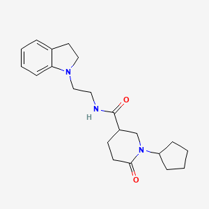 1-cyclopentyl-N-[2-(2,3-dihydro-1H-indol-1-yl)ethyl]-6-oxo-3-piperidinecarboxamide
