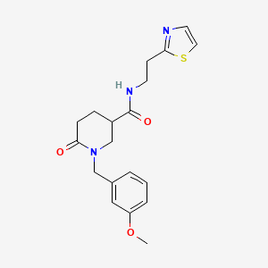 molecular formula C19H23N3O3S B6125274 1-(3-methoxybenzyl)-6-oxo-N-[2-(1,3-thiazol-2-yl)ethyl]-3-piperidinecarboxamide 