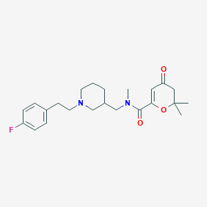 molecular formula C23H31FN2O3 B6125286 N-({1-[2-(4-fluorophenyl)ethyl]-3-piperidinyl}methyl)-N,2,2-trimethyl-4-oxo-3,4-dihydro-2H-pyran-6-carboxamide 