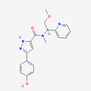 molecular formula C19H20N4O3 B6125300 3-(4-hydroxyphenyl)-N-[2-methoxy-1-(2-pyridinyl)ethyl]-N-methyl-1H-pyrazole-5-carboxamide 