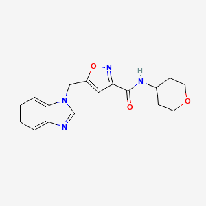 molecular formula C17H18N4O3 B6125305 5-(1H-benzimidazol-1-ylmethyl)-N-(tetrahydro-2H-pyran-4-yl)-3-isoxazolecarboxamide 