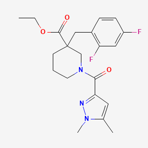 molecular formula C21H25F2N3O3 B6125311 ethyl 3-(2,4-difluorobenzyl)-1-[(1,5-dimethyl-1H-pyrazol-3-yl)carbonyl]-3-piperidinecarboxylate 