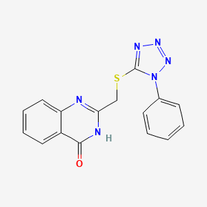 molecular formula C16H12N6OS B6125352 2-{[(1-phenyl-1H-tetrazol-5-yl)thio]methyl}-4(3H)-quinazolinone 