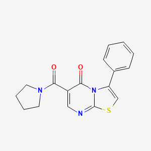 molecular formula C17H15N3O2S B6125377 3-phenyl-6-(1-pyrrolidinylcarbonyl)-5H-[1,3]thiazolo[3,2-a]pyrimidin-5-one 