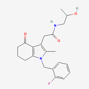 molecular formula C21H25FN2O3 B6125389 2-[1-(2-fluorobenzyl)-2-methyl-4-oxo-4,5,6,7-tetrahydro-1H-indol-3-yl]-N-(2-hydroxypropyl)acetamide 