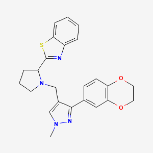 molecular formula C24H24N4O2S B6125398 2-(1-{[3-(2,3-dihydro-1,4-benzodioxin-6-yl)-1-methyl-1H-pyrazol-4-yl]methyl}-2-pyrrolidinyl)-1,3-benzothiazole 