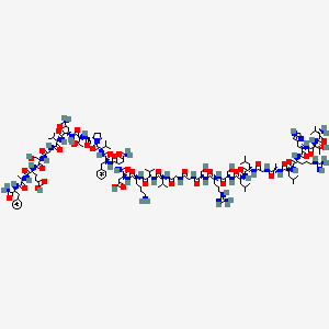 (4S)-4-[[(2S)-2-[[2-[[(2S)-2-[[(2S)-4-amino-2-[[(2S,3R)-2-[[(2S)-1-[(2S)-2-[[(2S)-2-[[(2S)-4-amino-2-[[(2S)-2-[[(2S)-6-amino-2-[[(2S)-2-[[(2S)-2-[[2-[[2-[[(2S)-2-[[(2S)-2-[[(2S)-2-[[(2S)-2-[[(2S)-2-[[2-[[(2S)-2-[[(2S)-2-[[(2S)-2-[[(2S)-2-[[(2S,3R)-2-[[(2S)-2-amino-3-methylbutanoyl]amino]-3-hydroxybutanoyl]amino]-3-(1H-imidazol-4-yl)propanoyl]amino]-5-carbamimidamidopentanoyl]amino]-4-methylpentanoyl]amino]propanoyl]amino]acetyl]amino]-4-methylpentanoyl]amino]-4-methylpentanoyl]amino]-3-hydroxypropanoyl]amino]-5-carbamimidamidopentanoyl]amino]-3-hydroxypropanoyl]amino]acetyl]amino]acetyl]amino]-3-methylbutanoyl]amino]-3-methylbutanoyl]amino]hexanoyl]amino]-3-carboxypropanoyl]amino]-4-oxobutanoyl]amino]-3-phenylpropanoyl]amino]-3-methylbutanoyl]pyrrolidine-2-carbonyl]amino]-3-hydroxybutanoyl]amino]-4-oxobutanoyl]amino]-3-methylbutanoyl]amino]acetyl]amino]-3-hydroxypropanoyl]amino]-5-[[(2S)-1-[[(2S)-1-amino-1-oxo-3-phenylpropan-2-yl]amino]-1-oxopropan-2-yl]amino]-5-oxopentanoic acid