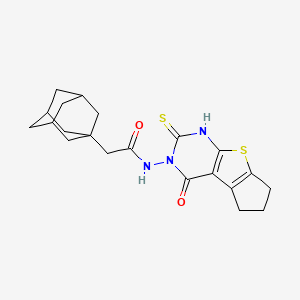 molecular formula C21H25N3O2S2 B6125425 2-(1-adamantyl)-N-(2-mercapto-4-oxo-6,7-dihydro-4H-cyclopenta[4,5]thieno[2,3-d]pyrimidin-3(5H)-yl)acetamide 