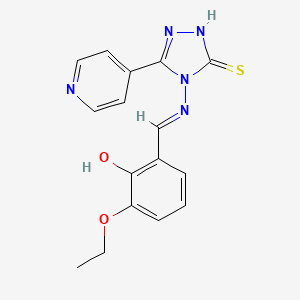 molecular formula C16H15N5O2S B6125433 2-ethoxy-6-({[3-mercapto-5-(4-pyridinyl)-4H-1,2,4-triazol-4-yl]imino}methyl)phenol 