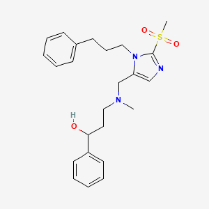 molecular formula C24H31N3O3S B6125503 3-(methyl{[2-(methylsulfonyl)-1-(3-phenylpropyl)-1H-imidazol-5-yl]methyl}amino)-1-phenyl-1-propanol 