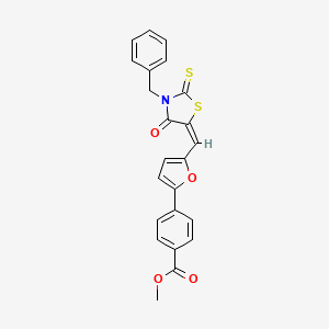 molecular formula C23H17NO4S2 B6125520 methyl 4-{5-[(3-benzyl-4-oxo-2-thioxo-1,3-thiazolidin-5-ylidene)methyl]-2-furyl}benzoate 