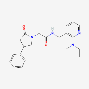 molecular formula C22H28N4O2 B6125543 N-{[2-(diethylamino)-3-pyridinyl]methyl}-2-(2-oxo-4-phenyl-1-pyrrolidinyl)acetamide 