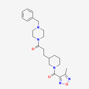 molecular formula C23H31N5O3 B6125553 1-benzyl-4-(3-{1-[(4-methyl-1,2,5-oxadiazol-3-yl)carbonyl]-3-piperidinyl}propanoyl)piperazine 
