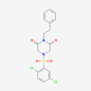 molecular formula C18H16Cl2N2O4S B6125571 4-[(2,5-dichlorophenyl)sulfonyl]-1-(2-phenylethyl)-2,6-piperazinedione 