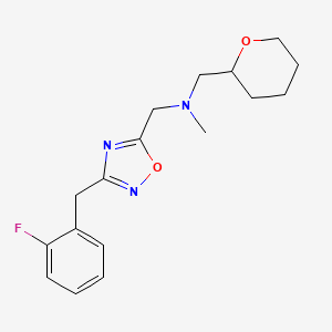 molecular formula C17H22FN3O2 B6125608 1-[3-(2-fluorobenzyl)-1,2,4-oxadiazol-5-yl]-N-methyl-N-(tetrahydro-2H-pyran-2-ylmethyl)methanamine 