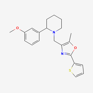 molecular formula C21H24N2O2S B6125652 2-(3-methoxyphenyl)-1-{[5-methyl-2-(2-thienyl)-1,3-oxazol-4-yl]methyl}piperidine 