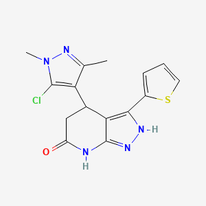 molecular formula C15H14ClN5OS B6125662 4-(5-chloro-1,3-dimethyl-1H-pyrazol-4-yl)-3-(2-thienyl)-1,4,5,7-tetrahydro-6H-pyrazolo[3,4-b]pyridin-6-one 