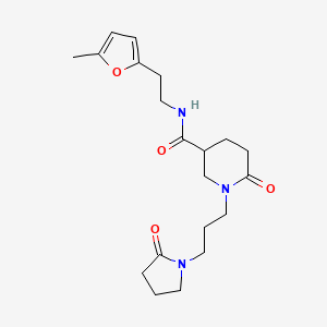 molecular formula C20H29N3O4 B6125687 N-[2-(5-methyl-2-furyl)ethyl]-6-oxo-1-[3-(2-oxo-1-pyrrolidinyl)propyl]-3-piperidinecarboxamide 