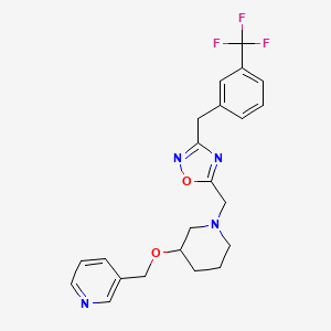 molecular formula C22H23F3N4O2 B6125690 3-({[1-({3-[3-(trifluoromethyl)benzyl]-1,2,4-oxadiazol-5-yl}methyl)-3-piperidinyl]oxy}methyl)pyridine 