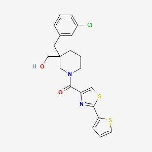 molecular formula C21H21ClN2O2S2 B6125698 (3-(3-chlorobenzyl)-1-{[2-(2-thienyl)-1,3-thiazol-4-yl]carbonyl}-3-piperidinyl)methanol 