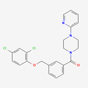molecular formula C23H21Cl2N3O2 B6125724 1-{3-[(2,4-dichlorophenoxy)methyl]benzoyl}-4-(2-pyridinyl)piperazine 