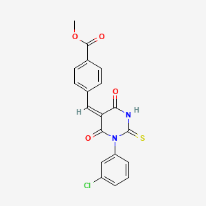 molecular formula C19H13ClN2O4S B6125746 methyl 4-{[1-(3-chlorophenyl)-4,6-dioxo-2-thioxotetrahydro-5(2H)-pyrimidinylidene]methyl}benzoate 