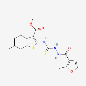 molecular formula C18H21N3O4S2 B6125750 methyl 6-methyl-2-({[2-(2-methyl-3-furoyl)hydrazino]carbonothioyl}amino)-4,5,6,7-tetrahydro-1-benzothiophene-3-carboxylate 