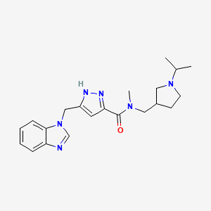 molecular formula C21H28N6O B6125763 5-(1H-benzimidazol-1-ylmethyl)-N-[(1-isopropyl-3-pyrrolidinyl)methyl]-N-methyl-1H-pyrazole-3-carboxamide 