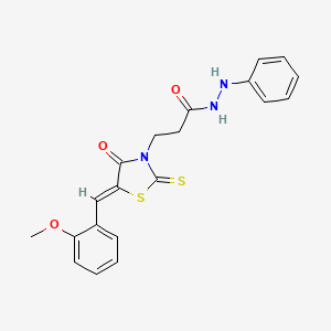 molecular formula C20H19N3O3S2 B6125845 3-[5-(2-methoxybenzylidene)-4-oxo-2-thioxo-1,3-thiazolidin-3-yl]-N'-phenylpropanohydrazide 