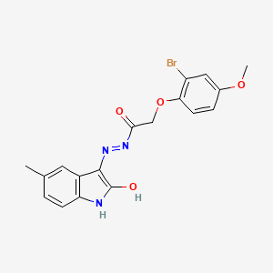 molecular formula C18H16BrN3O4 B6125860 2-(2-bromo-4-methoxyphenoxy)-N'-(5-methyl-2-oxo-1,2-dihydro-3H-indol-3-ylidene)acetohydrazide 