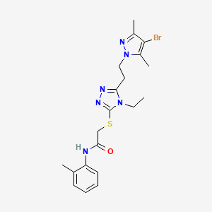 molecular formula C20H25BrN6OS B6125885 2-({5-[2-(4-bromo-3,5-dimethyl-1H-pyrazol-1-yl)ethyl]-4-ethyl-4H-1,2,4-triazol-3-yl}thio)-N-(2-methylphenyl)acetamide 