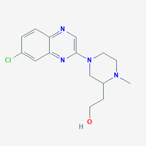 molecular formula C15H19ClN4O B6125887 2-[4-(7-chloro-2-quinoxalinyl)-1-methyl-2-piperazinyl]ethanol 