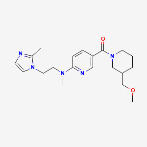 molecular formula C20H29N5O2 B6125940 5-{[3-(methoxymethyl)-1-piperidinyl]carbonyl}-N-methyl-N-[2-(2-methyl-1H-imidazol-1-yl)ethyl]-2-pyridinamine 