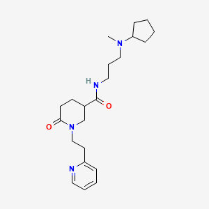 molecular formula C22H34N4O2 B6125942 N-{3-[cyclopentyl(methyl)amino]propyl}-6-oxo-1-[2-(2-pyridinyl)ethyl]-3-piperidinecarboxamide 