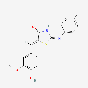 molecular formula C18H16N2O3S B6126023 5-(4-hydroxy-3-methoxybenzylidene)-2-[(4-methylphenyl)imino]-1,3-thiazolidin-4-one 