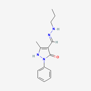 molecular formula C14H18N4O B6126053 5-hydroxy-3-methyl-1-phenyl-1H-pyrazole-4-carbaldehyde propylhydrazone 