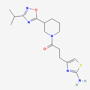 molecular formula C16H23N5O2S B6126084 4-{3-[3-(3-isopropyl-1,2,4-oxadiazol-5-yl)-1-piperidinyl]-3-oxopropyl}-1,3-thiazol-2-amine trifluoroacetate 