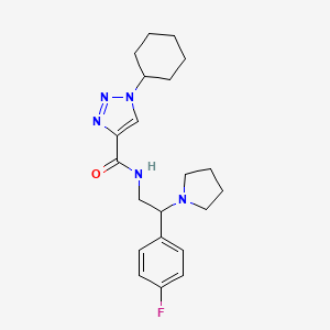 molecular formula C21H28FN5O B6126118 1-cyclohexyl-N-[2-(4-fluorophenyl)-2-(1-pyrrolidinyl)ethyl]-1H-1,2,3-triazole-4-carboxamide 