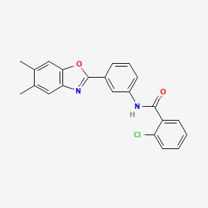 2-chloro-N-[3-(5,6-dimethyl-1,3-benzoxazol-2-yl)phenyl]benzamide