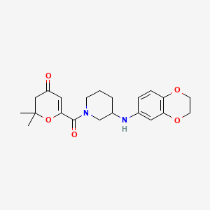 molecular formula C21H26N2O5 B6126168 6-{[3-(2,3-dihydro-1,4-benzodioxin-6-ylamino)-1-piperidinyl]carbonyl}-2,2-dimethyl-2,3-dihydro-4H-pyran-4-one 